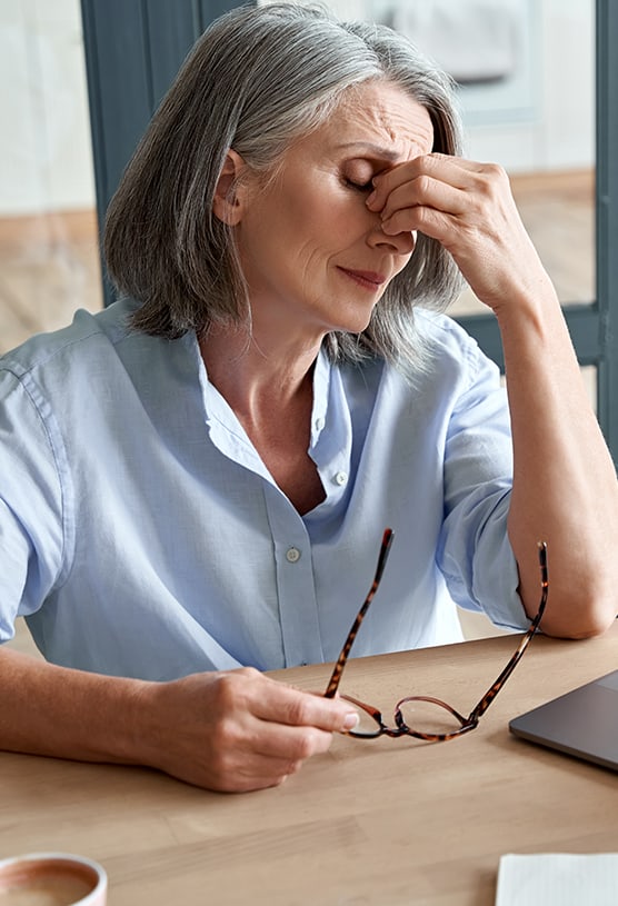A patient who may benefit from scleral lenses
