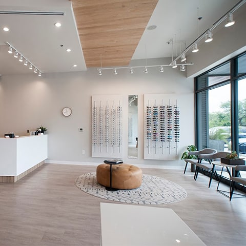 Belterra Eyecare optical showroom in Austin